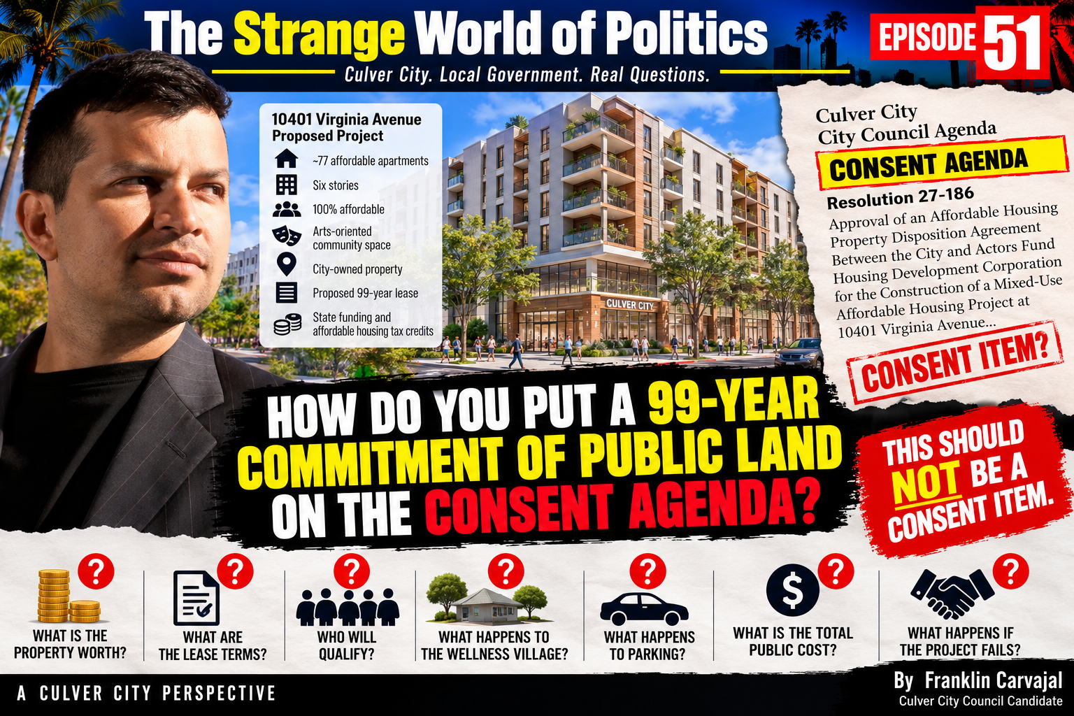 The Strange World of Politics — Episode 51: How Do You Put a 99-Year Commitment of Public Land on the Consent Agenda?